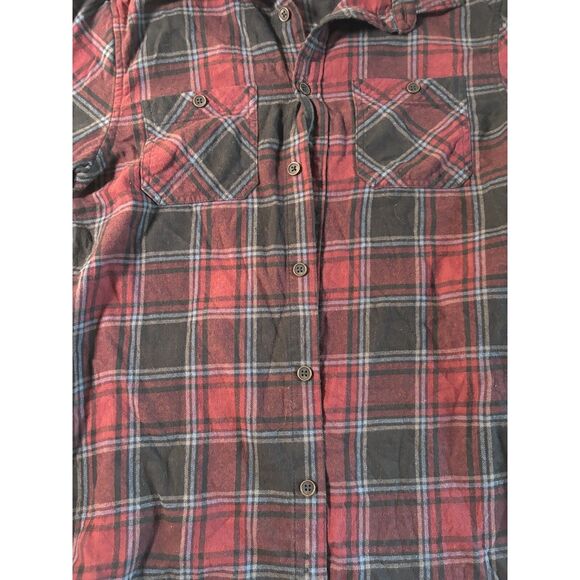 Urban Outfitters Men’s Flannel Shirt Small Red Black Gray Plaid Awesomely Soft U - Picture 3 of 6